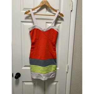 B01-Women's Freshine Dress Small Orange White